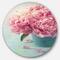 Designart - Pink Peony Flowers in Vase' Ultra Glossy Floral Metal Circle Wall Art